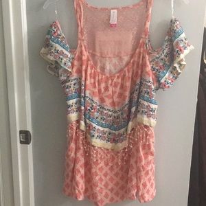 Cold shoulder pink bohemian top